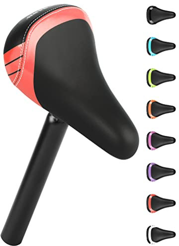 PROMETHEUS BICYCLES Fahrradsattel Kinder 10 12 14 Zoll Kinderfahrrad Sattel I Kinder Fahrradsattel weich I Sattel Kinderfahrrad Laufrad mit Sattel-Stütze Stange Alu 25.4mm I BMX Sattel Kinder