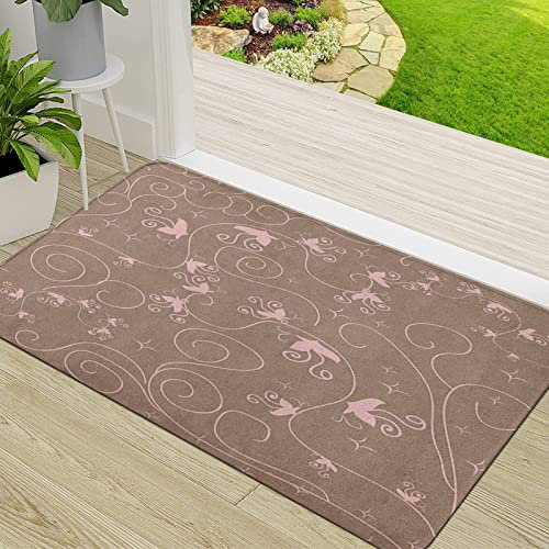 Zerbino Ingresso,Abstract con Curl Branchabstract Album Anniversario Art Compleanno Bloom Border Botanica,Antiscivolo Assorbente Resistente allo sporco Tappeto Cucina Tappeto Tappeto Entrata Zerbino