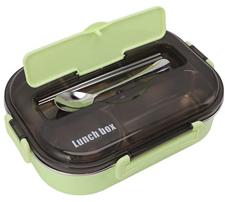 TOPINCN Fiambreras Portátiles de Acero Inoxidable, Contenedores de Alimentos para Viajes y para Llevar, Térmica con Cuenco para Sopa, Palillos, Cuchara, Contenedores de (Verde)