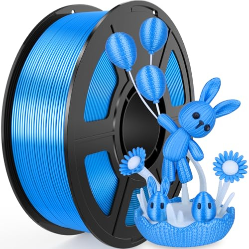 Amoybaby Silk Pla Himmelblau Filament 1.75mm, +/- 0.03mm 3D Drucker Filament 1kg(2.2lbs), Härter und Stärker 3D Druckmaterialien für 3D-Drucker
