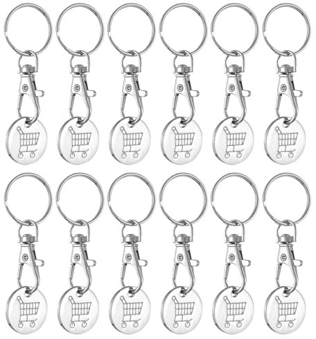 BORISCA 12 Pcs Extracteur de Caddie, Porte-Clés avec Jeton de Chariot avec Boîte de Rangement Jeton de Caddie Universel Jeton Caddie Porte Clé pour Chariot de Courses