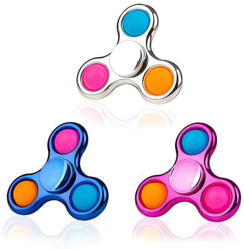 3Pcs Fidget Spinner, Fidget Spinners for Kids, Chrome Fidgets Spinner Simple Rotation Sensory Toy, Math Fidgets Spinners for Stress Relief, Anxiety Toys Ideal for Indoor Outdoor Play
