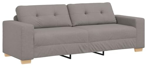 vidaXL Sofa 3 Places Taupe 220 cm Tissu, Canapé Moderne pour la Vie Urbaine, Design aérien, Assise Fonctionnelle et Confortable, Couchage Douillet