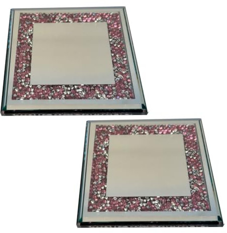 TMTGTS Glas Untersetzer 2 Stück 10 * 10cm Cup Mat quadratische Tassenuntersetzer verspiegelt glasuntersetzer Crystal Coasters Tassenmatte Getränkeuntersetzer Für Haus Restaurant Cafés Bar Weingläser