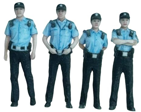 F Fityle Lot de 4 figurines miniatures d'agents de police communautaires, mini figurines architecturales, modèle de personnage de jeu de rôle pour, 20mm