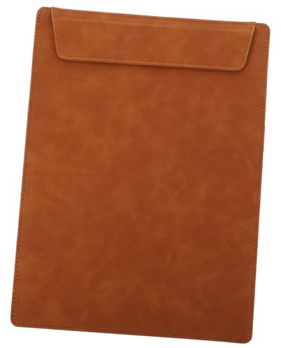 DIYEAH Portapapeles de Oficina Piel Marrón Carpeta con Clip para Documentos Tablero Rígido Multifuncional para Conferencias y Escritura Ligero y Portátil para Trabajo Mesa