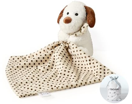 CREVENT Mjuk plysch djur ansikte säkerhetsfiltar för pojkar och flickor, bra presenter till födelsedag baby shower - kramande hund