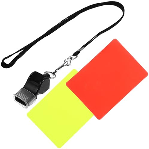 Alipis Set Arbitre Football avec Cartes Rouges Jaunes Standard et Sifflet Sport Pratique pour Matchs de Jeu Football