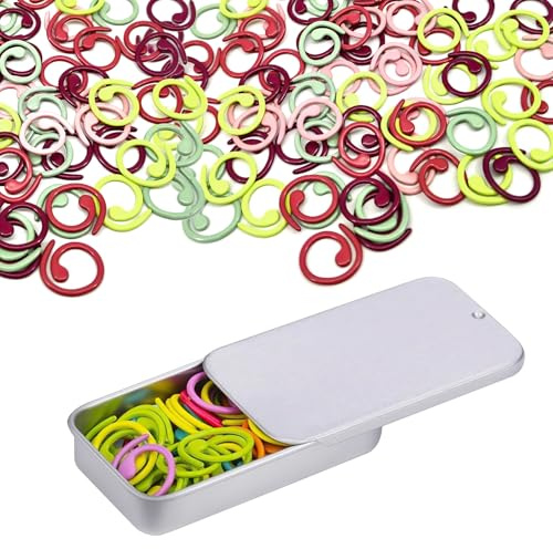 50 PCS Spiral Metal Crochet Stitch Markers for Knitting, Metal Spiral Stitch Markers with Storage Box, Knitting Marker Rings, Ideal for Crocheting, Clothing Tag, Knitting & DIY Craft Projects
