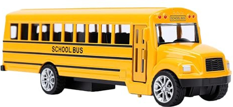 Gonetre Jouets de Bus Scolaire Jaune, Modèle de Bus Scolaire en Alliage, Jouet de de Style Américain, Petit Portable avec Portes Ouvertes pour Enfants,
