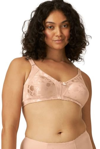Naturana® Minimizer BH mit Blumenmuster [Cup B-D]: Minimizer BH ohne Bügel I Big Cup BH mit schönen Verzierungen I BH Minimizer ohne Bügel 85 Light Beige D