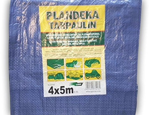 Abdeckplane/ Bodenplane mit Metallösen, 4 x 5 m, tragbar, leicht, wasserdicht, für den Außengebrauch geeignet, als Zelt, Hängematte, Sonnensegel, zum Abdecken von Autos/ Motorrädern etc.