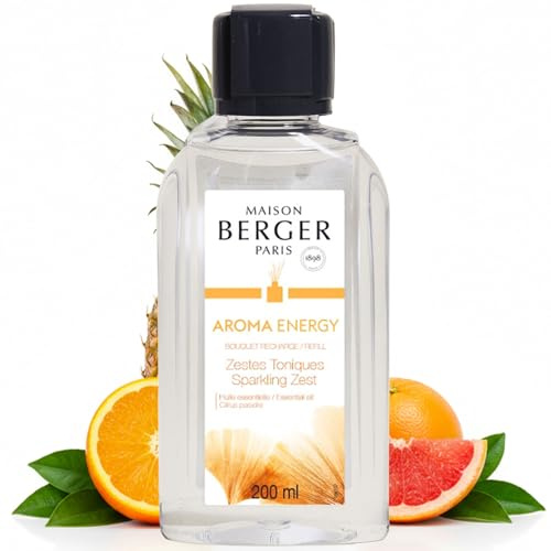 Maison Berger – Recharge Bouquet Parfumé Aroma Energy – Parfum d’intérieur pour la maison 200 ml – Fabriqué en France – Diffusion Longue Durée, Douce et Continue
