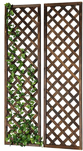 MyGift Wood Trellis, Wall Hanging Large Garden Trellis for Climbing Plants Outdoor, Brown Lattice Panels for Outside, Set of 2
