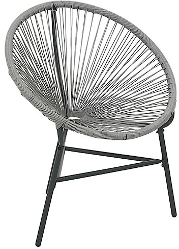 vidaXL Gartenstuhl Poly Rattan Grau Gartensessel Stuhl Sessel Outdoorstuhl