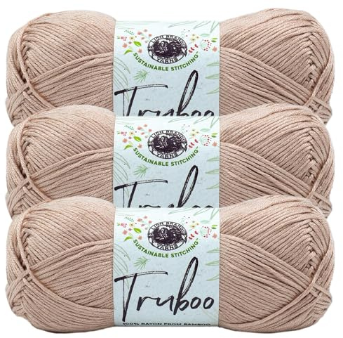 Lion Brand Yarn (3 Pack) Truboo Yarn, Tan