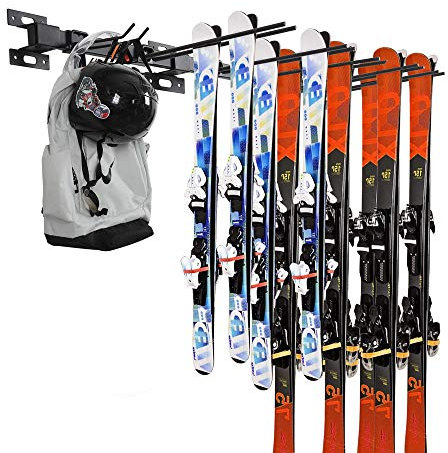 ANTOPY Ski-Aufbewahrungsregal Snowboard-Gestell Wandhalterung Hochleistungs-Metall-Ski-Wandregal Halten Sie bis zu 10 Paare, 200 Pfund für Heim- und Garagenlagerung Organizer Hanger 3 Racks