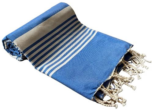 Olly & Rose Extra Large Towel XXL 100x200cm 100% Luxury Cotton Beach Bath Compact Travel Pool Gym Super Absorbent Picnic Rug Throw Peshtemal Hammam Towel XL 1x2M (Electric Blue)