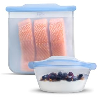 Ziploc Endurables Large Pouch And Medium Container, Reusable Silicone Bags And Food Storage Meal Prep Containers For Freezer, Oven, And Microwave, Dishwasher Safe