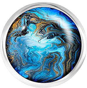 ANDANTE Chunk-Druckknopf, 1 Stück, Metall, Blau, Versatile, Schmuckanhänger