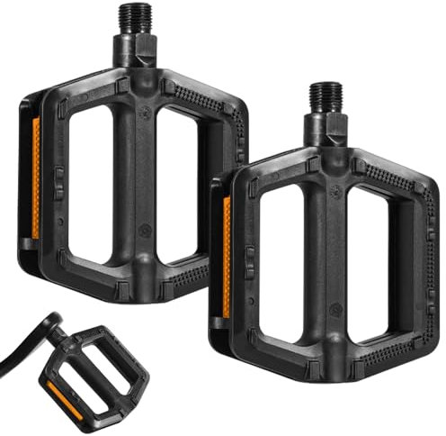 Fousenuk 1 Paar MTB Pedale, Fahrradpedale rutschfest, Fahrradsperre Pedal, Fahrrad Pedalen Mountainbike, Fahrradpedalen mit Reflektoren, Fahrradpedal Schwarz für Mountainbike, Rennrad