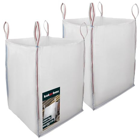 KOTARBAU® 2 sacchetti Big Bag 90x90x120 cm, sacco per rifiuti da giardino, stabile, aperto, 1000 kg, in polipropilene, sacco per rifiuti pesanti da giardino, sacco per rifiuti verdi, sacco da giardino