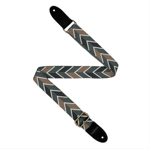 CASCHA Ukulele Strap Jacquard-Ethnic Green Soporte Abdominal, Multicolor, Talla única Unisex Adulto