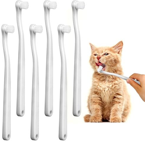 6 Stück Hundezahnbürste, Hunde Zahnbürste Kleine Hund Haustierzahnbürste, Ultraweiche Haustierborsten Haustier-Zahnbürste mit ultraweichen Nano-Borsten, Haustier Zahnbürste für Welpen, Weiß