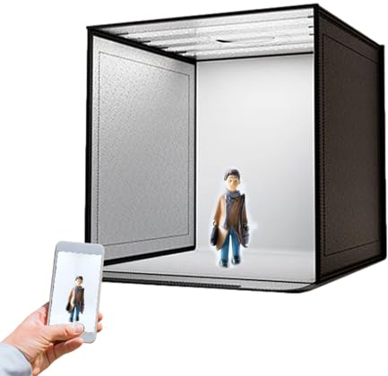Fotobox – bärbar, 44 x 44 cm, vikbar studiokabin, dimbar LED-belysningsset
