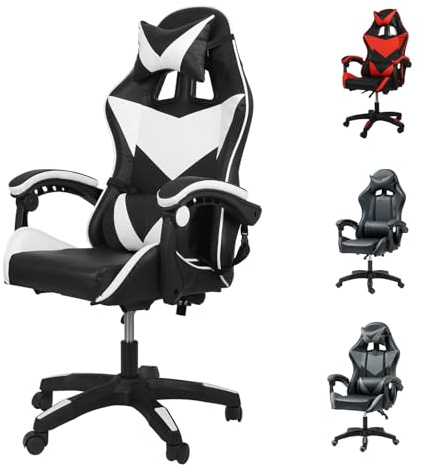 GadgetHaven Gaming Chair, Computer Chair with Lumbar Cushion, Headrest, Height-Adjustable Office Chair Gaming Chair for Adults, Girls, Boys