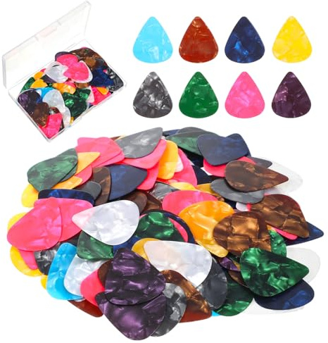 150 PCS Thin Guitar Picks, 0.46mm Mixed Colors Celluloid Guitar Picks for Acoustic Guitars, Electric Guitars, Bass, Ukulele