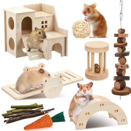 Sonwyoung 8 Pcs Hamster Cage Accessories, Classic Villa