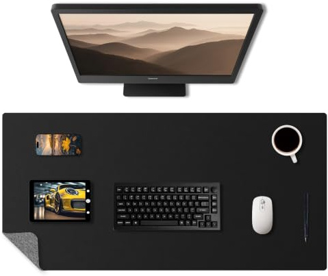 Xcdhemde® Skrivbordsmatta PU Lader 80 x 40 cm, Skrivbordsunderlagg Svart | Desk Mat Vattentät, Halkfri, XXL, Desk Pad för Tangentbord, PC, Laptop, Lämplig för Spel, Kontor, Hem