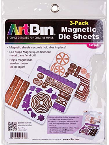 ArtBin 6979AB Magnetic Die Sheet Set 3-Pack, Die Organizers, Magnetic Organizer Sheets, [3] Sheets, White