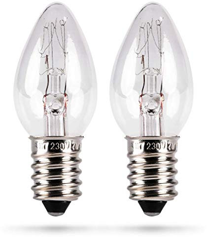 HEITECH Ersatzlampe 2er Pack 15W E14 - Ersatzbirne für Orientierungslicht, Salzkristalllampe, Salzsteinlampe, Salzlampe, Nähmaschine, Vitrine - Leuchtmittel mit 40 Lumen - Glühbirne Glühlampe Lampe
