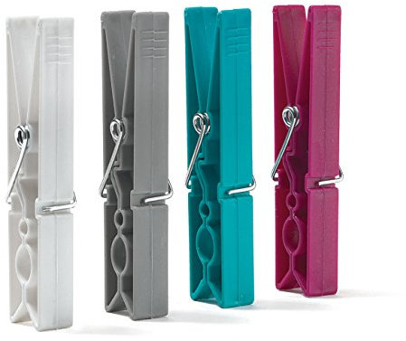 Mollette Bucato Resistenti per Stendere il Bucato - per Stendini e Fili - Fori di Due Misure - 12 Mollette Large 1.1x2.2x9 cm Mix 4 Colori - Domopak Living