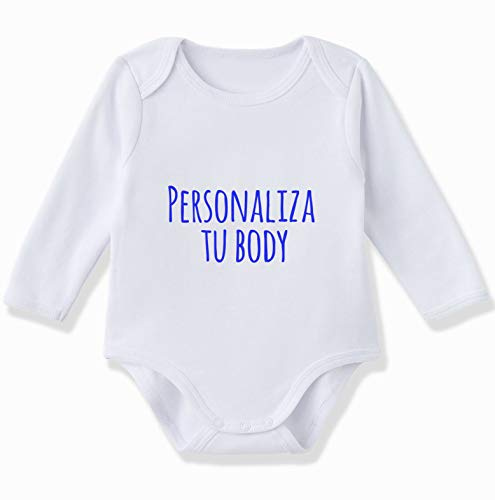 SUPERMOLON Body bebé personalizado manga larga 100% algodón de color Blanco (0-3 meses)