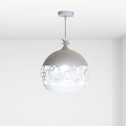 MAKA Lampadario Moderno a Sospensione con Supporto Lampadina E27 in Cristallo Ferro Opaco Lampada da Soffitto Diamanti per Sala da Pranzo Cucina Tavolo Camera da Letto Bar 100 cm x 30 cm Arabesque