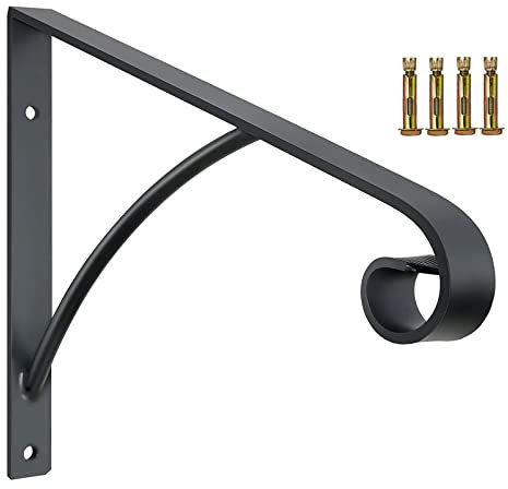 Natliedop Handlauf 1-2 Stufen Veranda Handlauf Schmiedeeisen Handlauf Grab Rail Einzelpfostengeländer Wandmontage Schwarz Treppengeländer Halterung Metall Kunst Handlauf für Outdoor Step