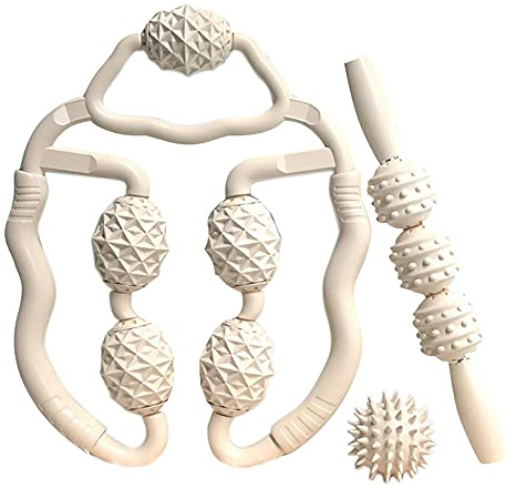 Duendhd Set di rulli per massaggi, Muscle Roller Stick,Palla per fascite plantare per alleviare i dolori muscolari miofasciali profondi