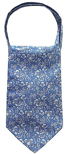 WANYING Hombres Retro Ascot Corbatas Jacquard Tejido Bufanda de Corbatas Clásico Retro Chic para Caballero - B11 Jeans Floral Azul
