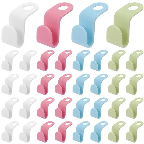 KEESIN Kleiderbügel-Verbindungshaken, platzsparende Kleiderhaken für Kleiderschrank, platzsparend, Grün / Blau / Weiß / Rosa, 100 Stück