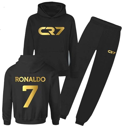 Kids Ronaldo Tracksuit Hoodie & Jogger Pants Football Jersey #7 GOAT Kids Football Hoodie Al Nassr Jersey Boys Soccer Gift
