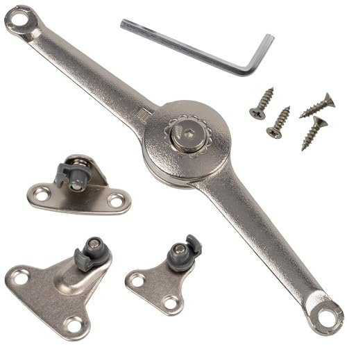 AERZETIX - C74716 - Bisagra de tijera para puerta plegable/elevable - en metal - color plata - herraje carpintería mecanismo de apertura cierre mueble