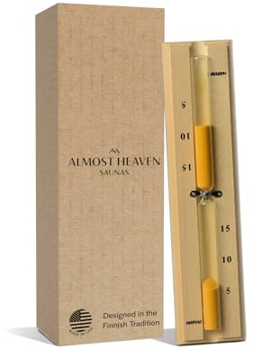 Almost Heaven Saunas 15 Minute Sand Timer for Sauna, Luxury Home Sauna Accessory in Spruce Handmade in The USA, Traditional & Infrared Sauna Accessories, Sauna Essential with 5 Minute Increments