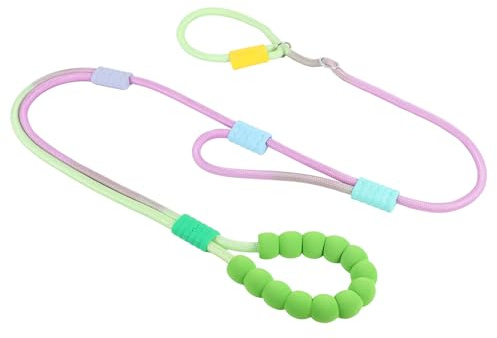 Guinzaglio per cani a doppio filo con manico in schiuma, design a tracolla regolabile, corda anti-smarrimento per animali domestici (mix ciano viola, 1,7 m)