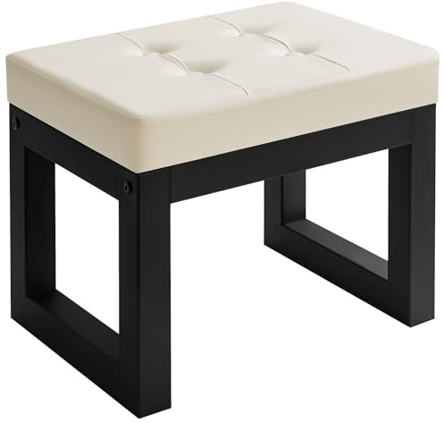IBUYKE 16” Petit Repose-Pieds Ottomane, Tabouret Repose-Pieds Rectangulaire en Faux Cuir PU avec Assise Rembourrée et Pieds en Métal, Ottomane Moderne pour Salon Chambre Fauteuil, Noir WBD026B