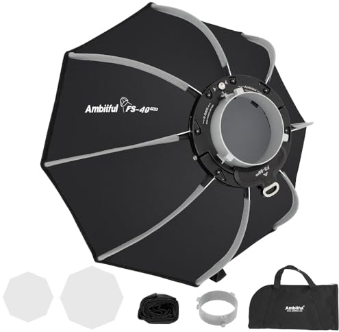 Ambitful Bowens Mount Softbox FS40pro 15.7/40cm Octagonal Softbox,Quick Release with Diffusers/Honeycomb Grid/Carrying Bag for SMALLRIG for Neewer for Aputure for Godox