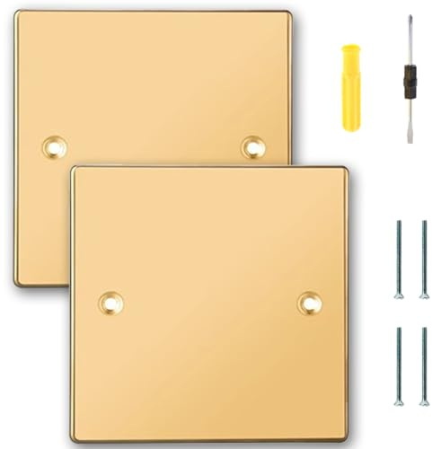Acmerota 2 pièces Couvercle Carré Pour Boîte 1 Poste Cache-prise doré Cache-prise en acier inoxydable Plaque d'obturation 1gang Carré Plaque d'obturation pour prise électrique Cache-prise Prises