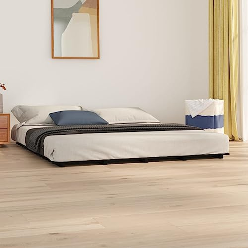 Refined Estructura de Cama de Madera Maciza de Pino Negro 200x200 cm